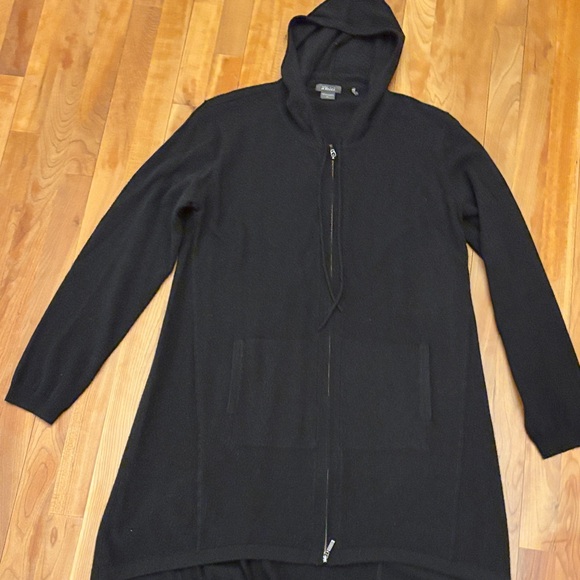 Stylish Black Hooded Cardigan
